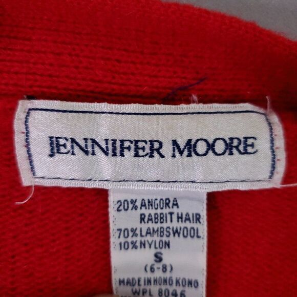Jennifer Moore Cardigan Sweater Angora Rabbit Hair Lambswool Womens Small Red - Picture 3 of 9